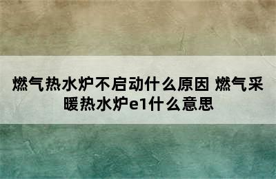 燃气热水炉不启动什么原因 燃气采暖热水炉e1什么意思